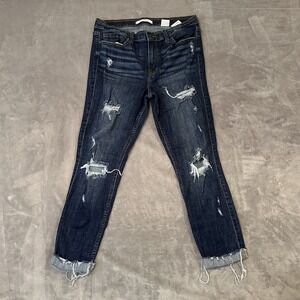 Eunia Darkwash Distressed women's jeans size 13 with ankle cuff